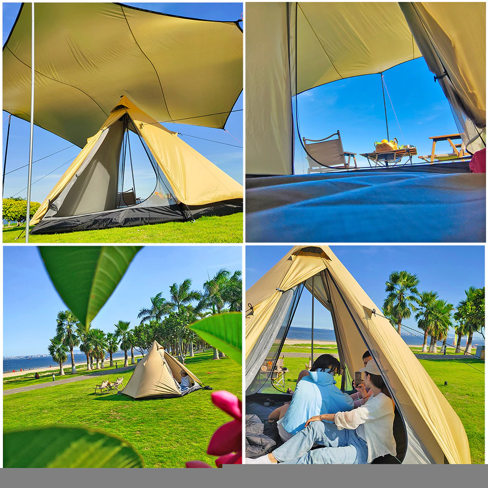 Cheap Goat Tents Outdoor Pyramid Tent 3 4 People Double Layer Indian Style Camping Tent High Quality Aluminum Pole Teepee Family Travel Yurt Tent   